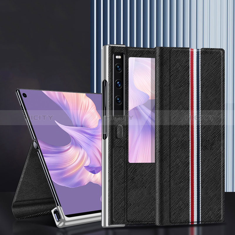 Handytasche Stand Schutzhülle Flip Leder Hülle DL1 für Huawei Mate Xs 2 Schwarz