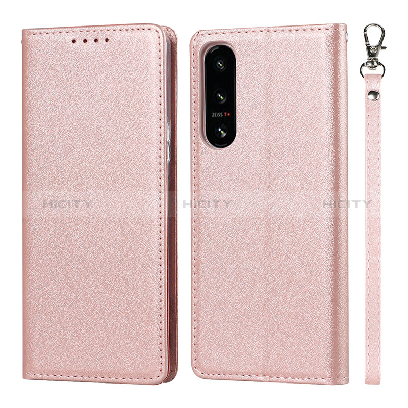 Handytasche Stand Schutzhülle Flip Leder Hülle DT1 für Sony Xperia 5 IV Rosegold