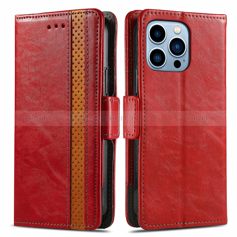 Handytasche Stand Schutzhülle Flip Leder Hülle F03 für Apple iPhone 14 Pro Max Rot Plus