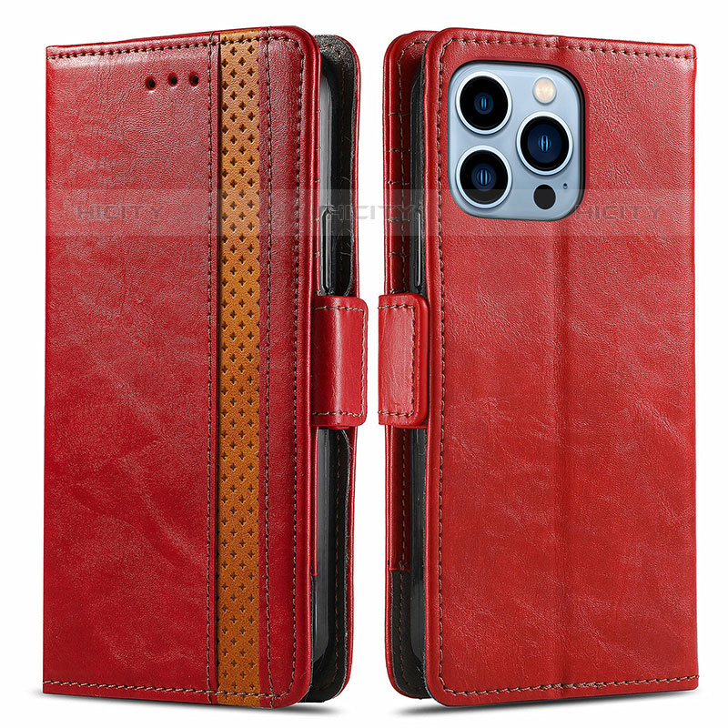 Handytasche Stand Schutzhülle Flip Leder Hülle F03 für Apple iPhone 15 Pro Max Rot