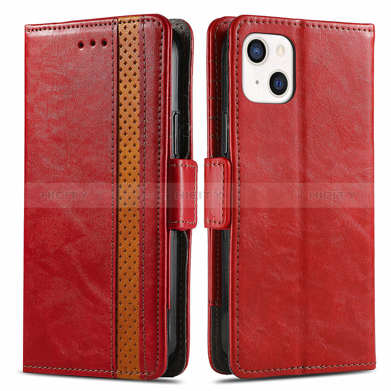 Handytasche Stand Schutzhülle Flip Leder Hülle F03 für Apple iPhone 15 Rot Plus