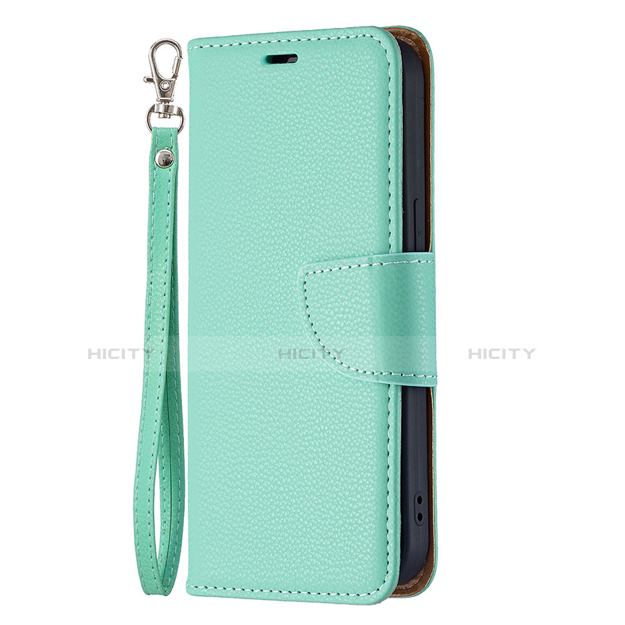 Handytasche Stand Schutzhülle Flip Leder Hülle für Apple iPhone 13 Cyan