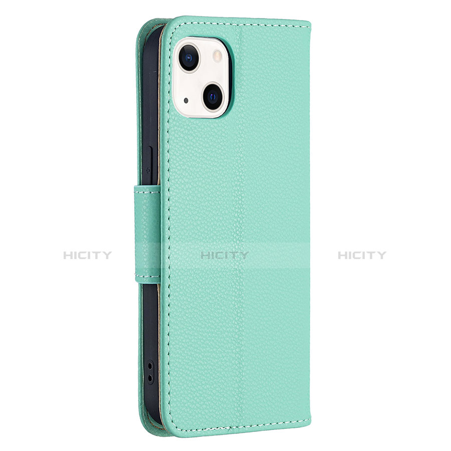 Handytasche Stand Schutzhülle Flip Leder Hülle für Apple iPhone 13 Cyan