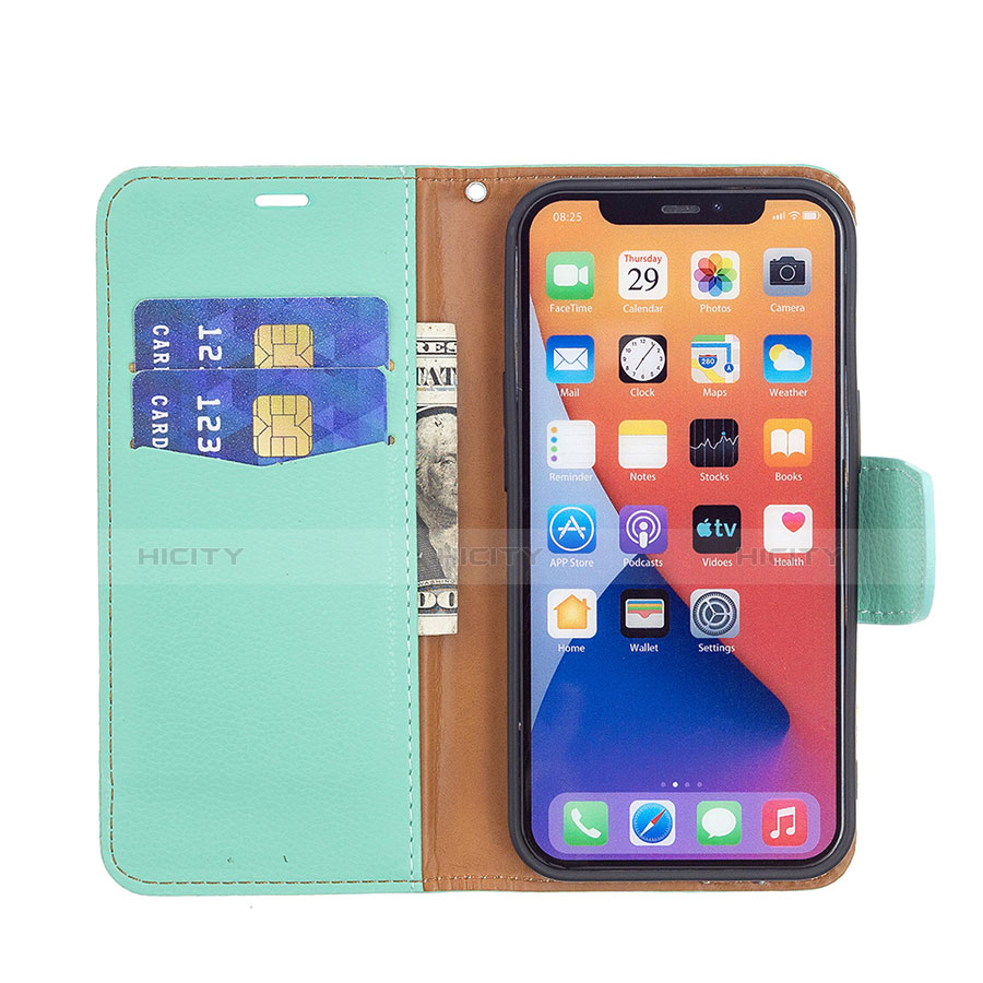 Handytasche Stand Schutzhülle Flip Leder Hülle für Apple iPhone 13 Cyan