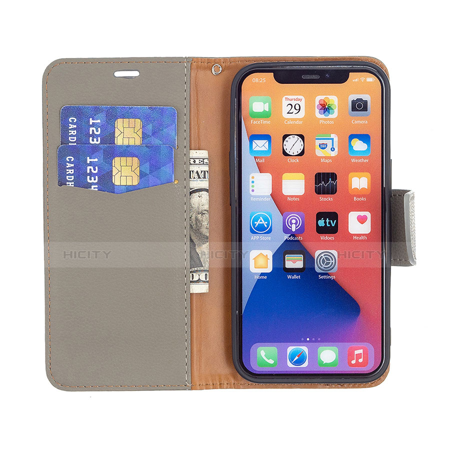 Handytasche Stand Schutzhülle Flip Leder Hülle für Apple iPhone 13 Grau