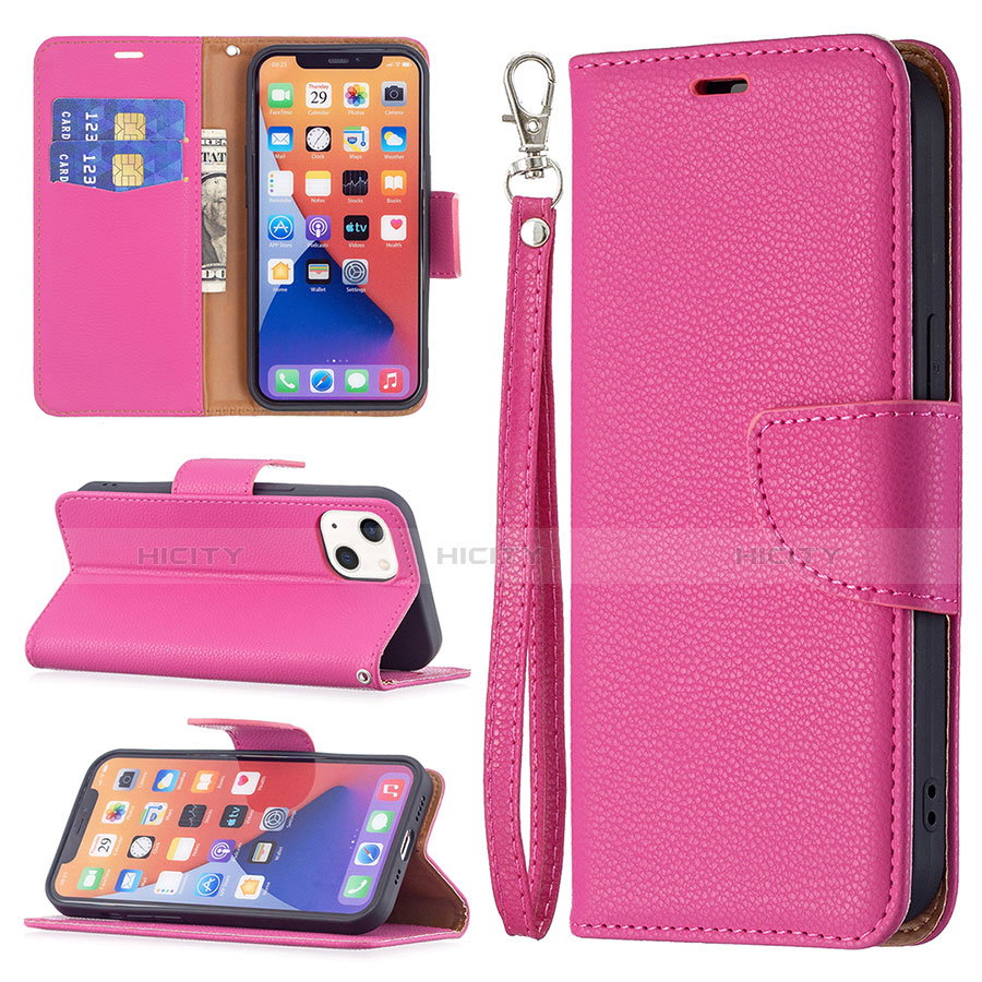 Handytasche Stand Schutzhülle Flip Leder Hülle für Apple iPhone 13 Mini Pink