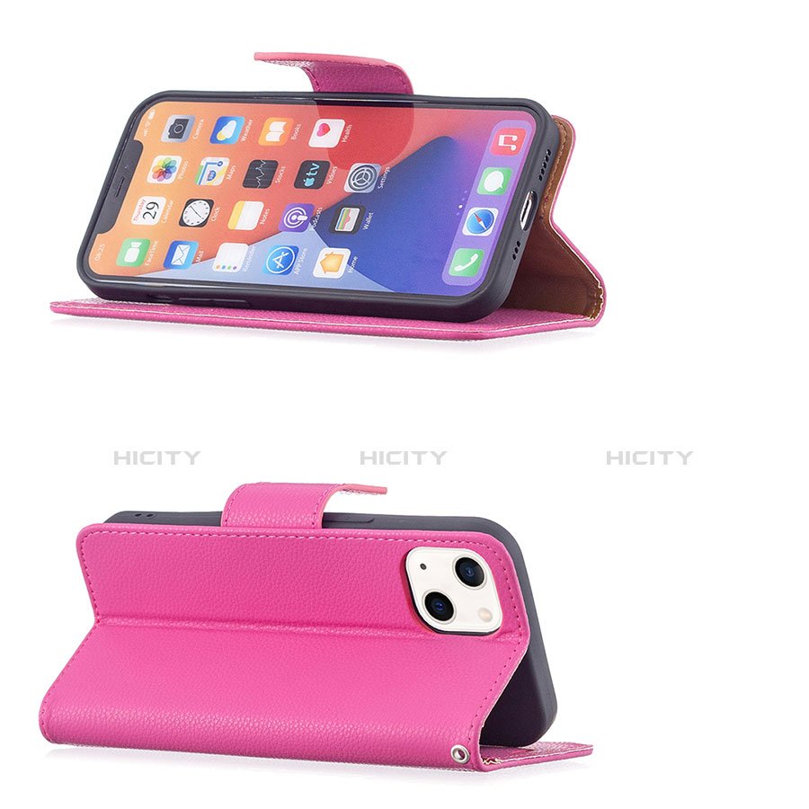 Handytasche Stand Schutzhülle Flip Leder Hülle für Apple iPhone 13 Mini Pink