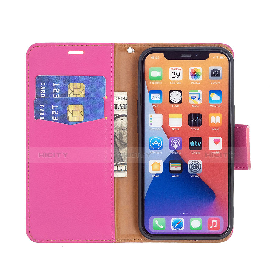 Handytasche Stand Schutzhülle Flip Leder Hülle für Apple iPhone 13 Mini Pink