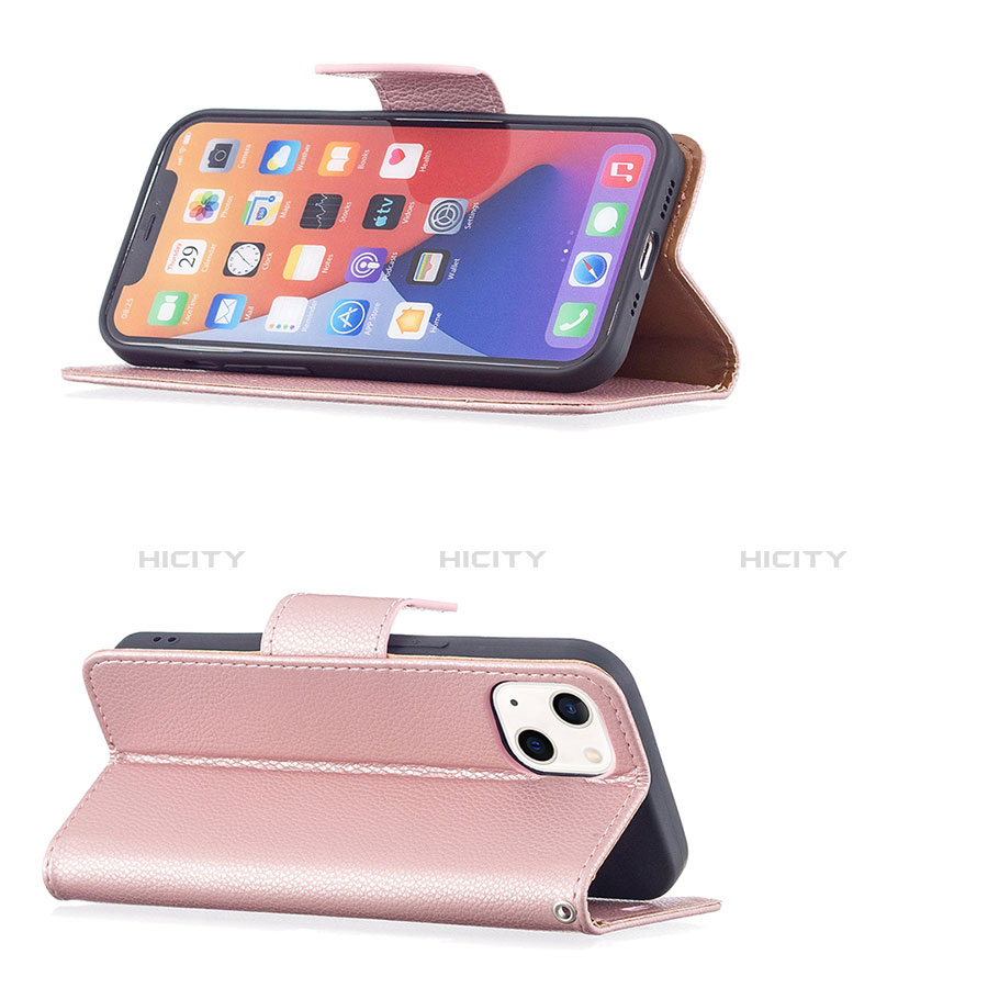 Handytasche Stand Schutzhülle Flip Leder Hülle für Apple iPhone 13 Mini Rosegold