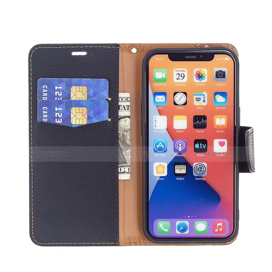 Handytasche Stand Schutzhülle Flip Leder Hülle für Apple iPhone 13 Mini Schwarz