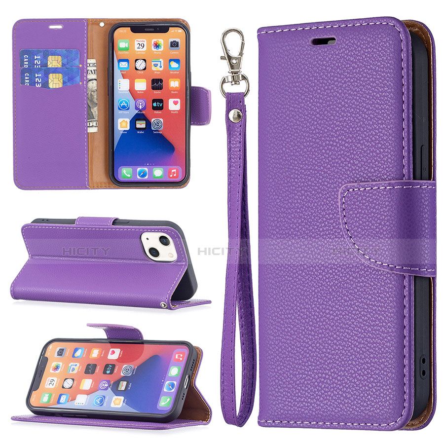 Handytasche Stand Schutzhülle Flip Leder Hülle für Apple iPhone 13 Mini Violett