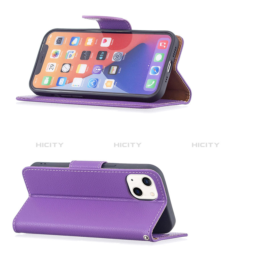 Handytasche Stand Schutzhülle Flip Leder Hülle für Apple iPhone 13 Mini Violett