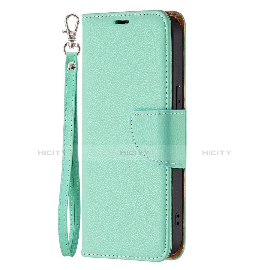 Handytasche Stand Schutzhülle Flip Leder Hülle für Apple iPhone 13 Pro Cyan groß