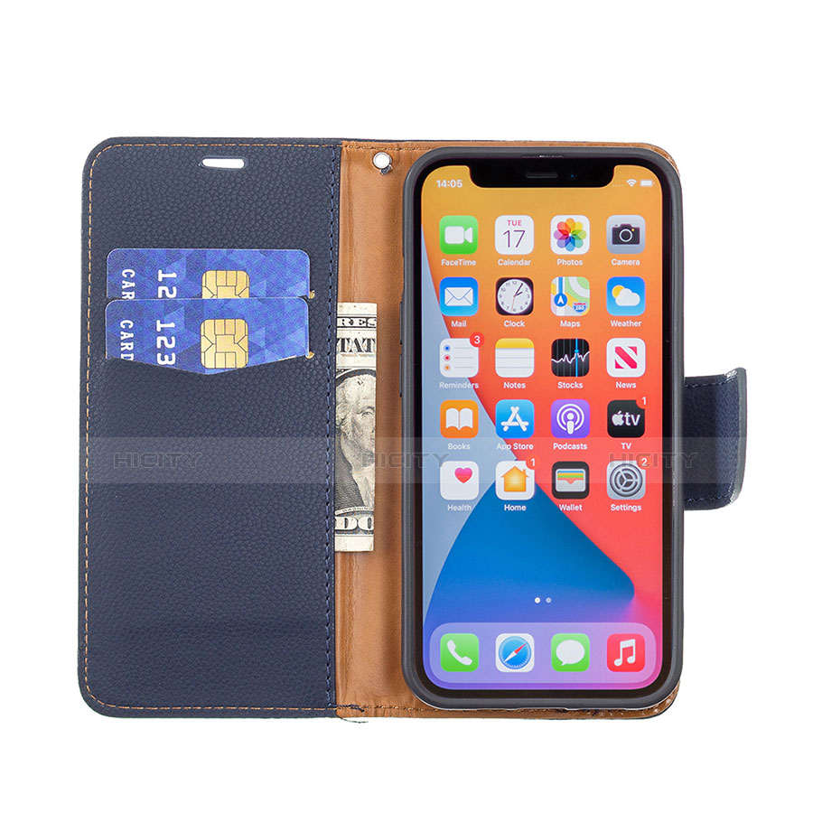 Handytasche Stand Schutzhülle Flip Leder Hülle für Apple iPhone 13 Pro Königs Blau groß