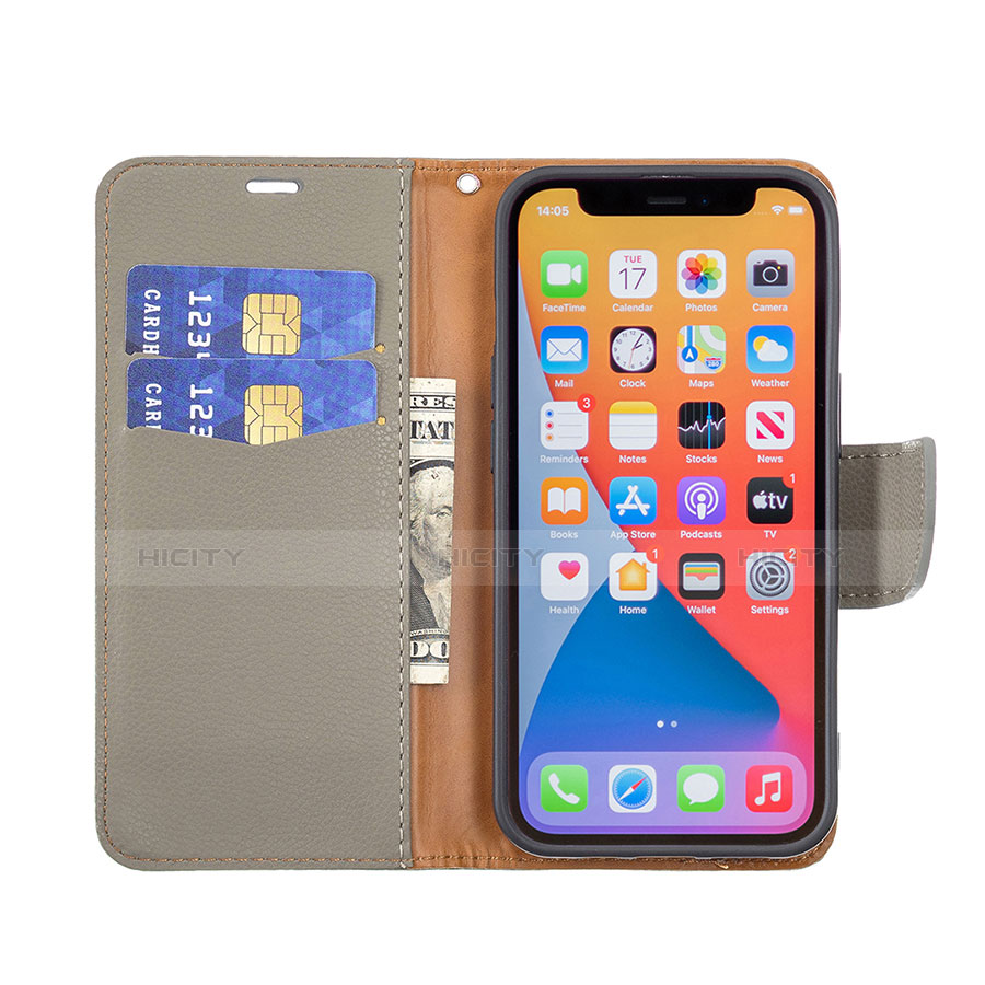 Handytasche Stand Schutzhülle Flip Leder Hülle für Apple iPhone 13 Pro Max Kahki