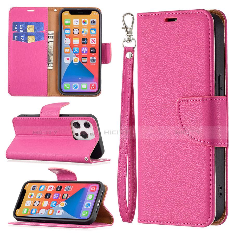 Handytasche Stand Schutzhülle Flip Leder Hülle für Apple iPhone 13 Pro Max Pink