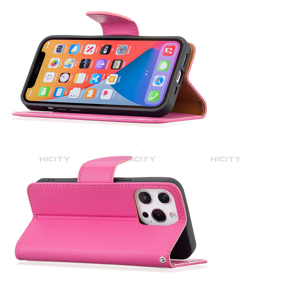 Handytasche Stand Schutzhülle Flip Leder Hülle für Apple iPhone 13 Pro Max Pink