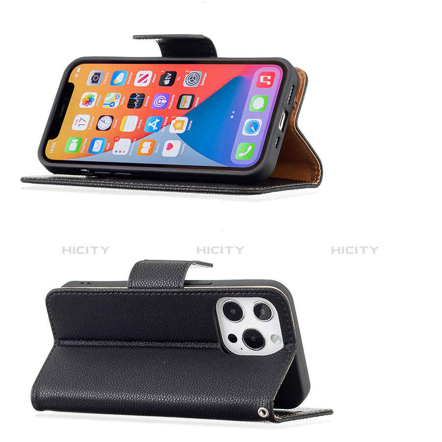 Handytasche Stand Schutzhülle Flip Leder Hülle für Apple iPhone 13 Pro Max Schwarz