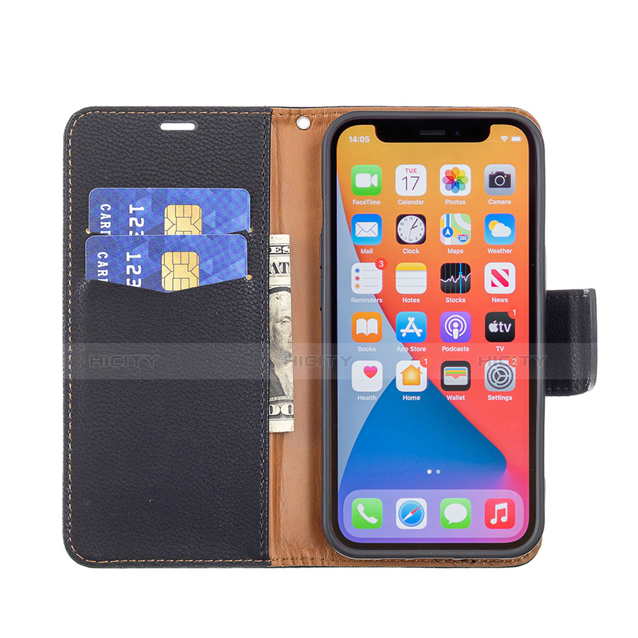 Handytasche Stand Schutzhülle Flip Leder Hülle für Apple iPhone 13 Pro Max Schwarz