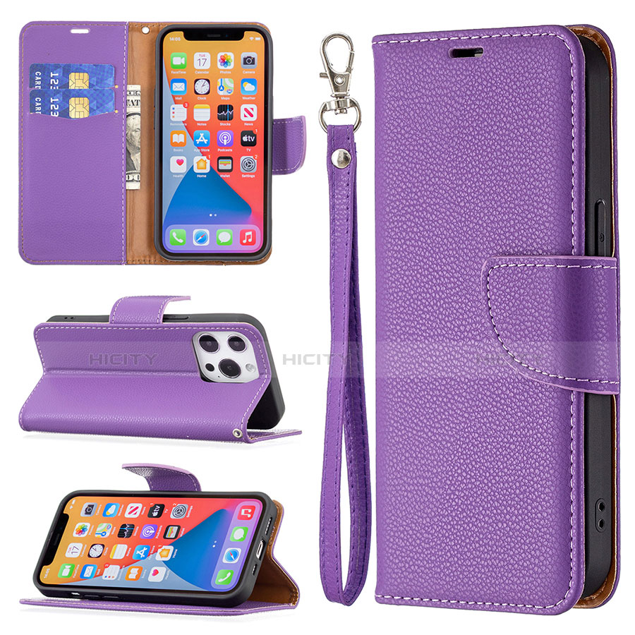 Handytasche Stand Schutzhülle Flip Leder Hülle für Apple iPhone 13 Pro Max Violett