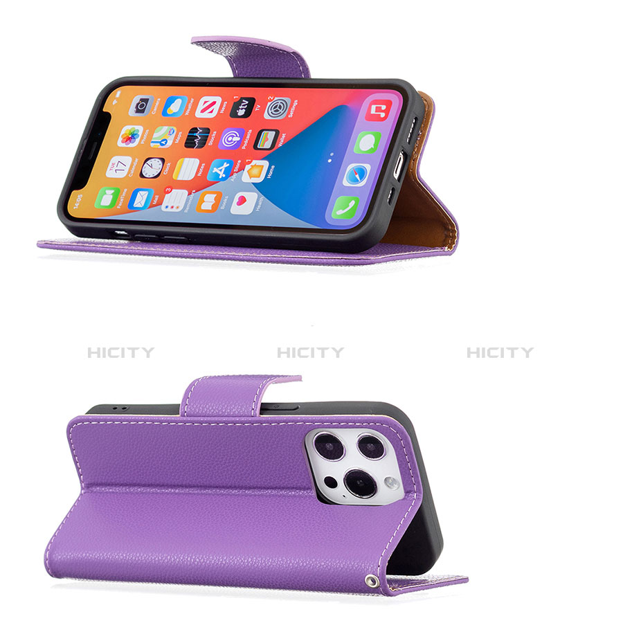 Handytasche Stand Schutzhülle Flip Leder Hülle für Apple iPhone 13 Pro Max Violett