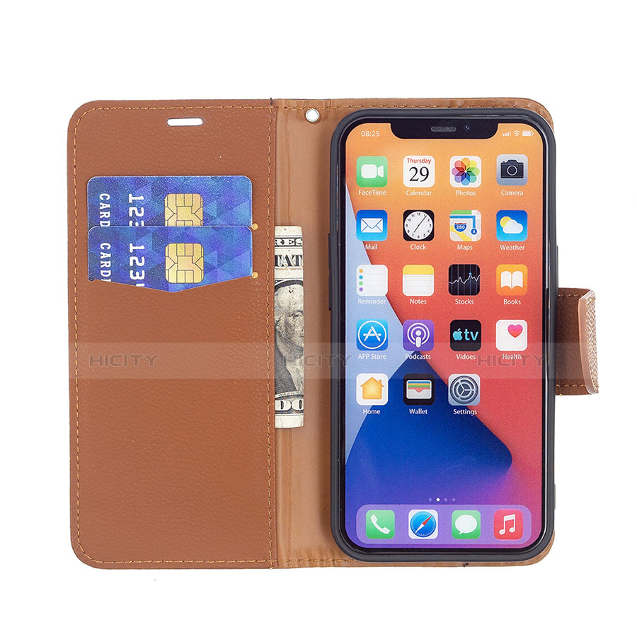 Handytasche Stand Schutzhülle Flip Leder Hülle für Apple iPhone 14 Braun groß