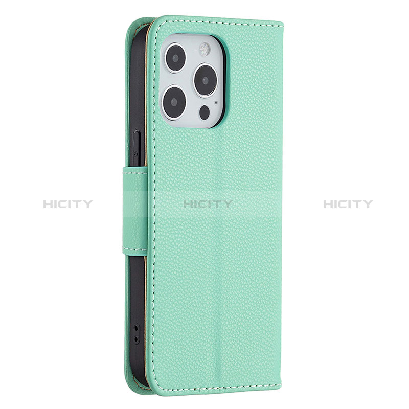 Handytasche Stand Schutzhülle Flip Leder Hülle für Apple iPhone 14 Pro Cyan