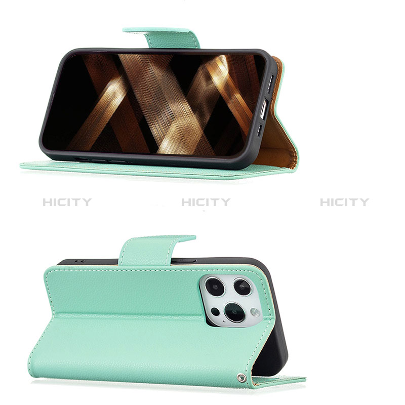 Handytasche Stand Schutzhülle Flip Leder Hülle für Apple iPhone 14 Pro Cyan