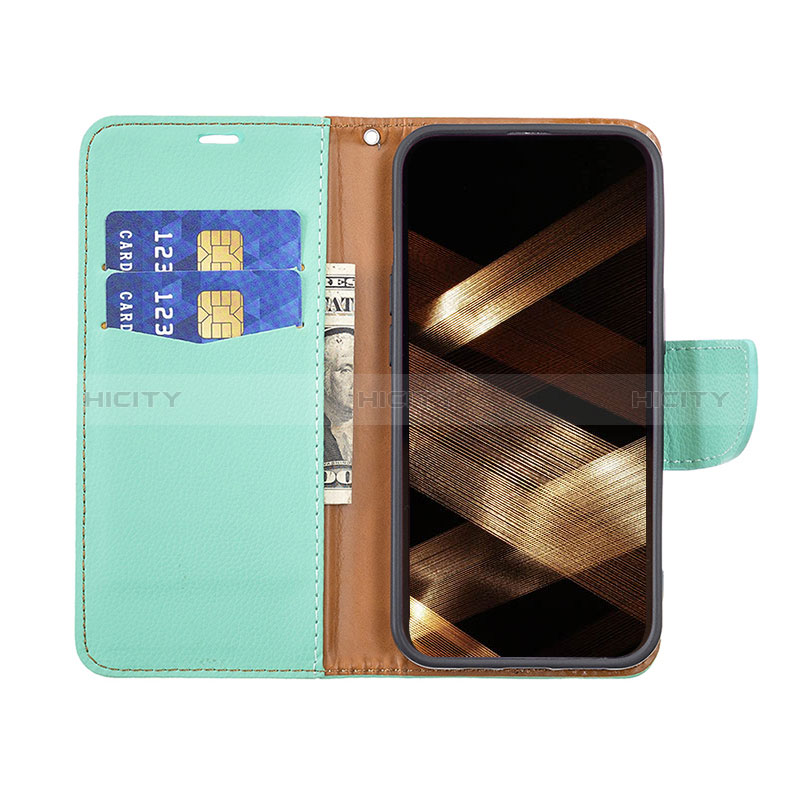 Handytasche Stand Schutzhülle Flip Leder Hülle für Apple iPhone 14 Pro Cyan