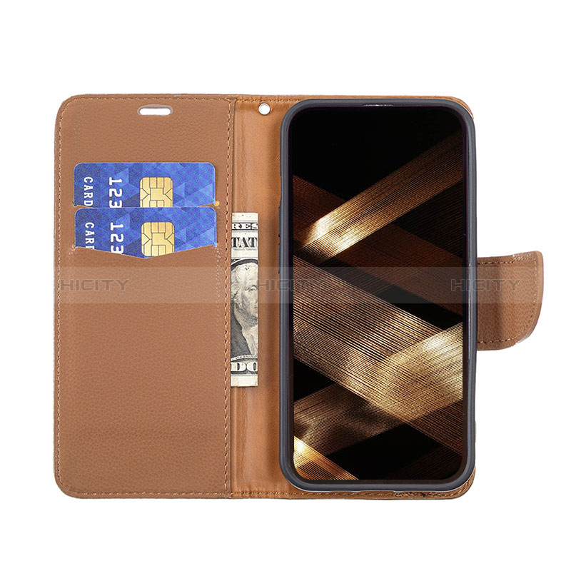 Handytasche Stand Schutzhülle Flip Leder Hülle für Apple iPhone 14 Pro Max Braun groß