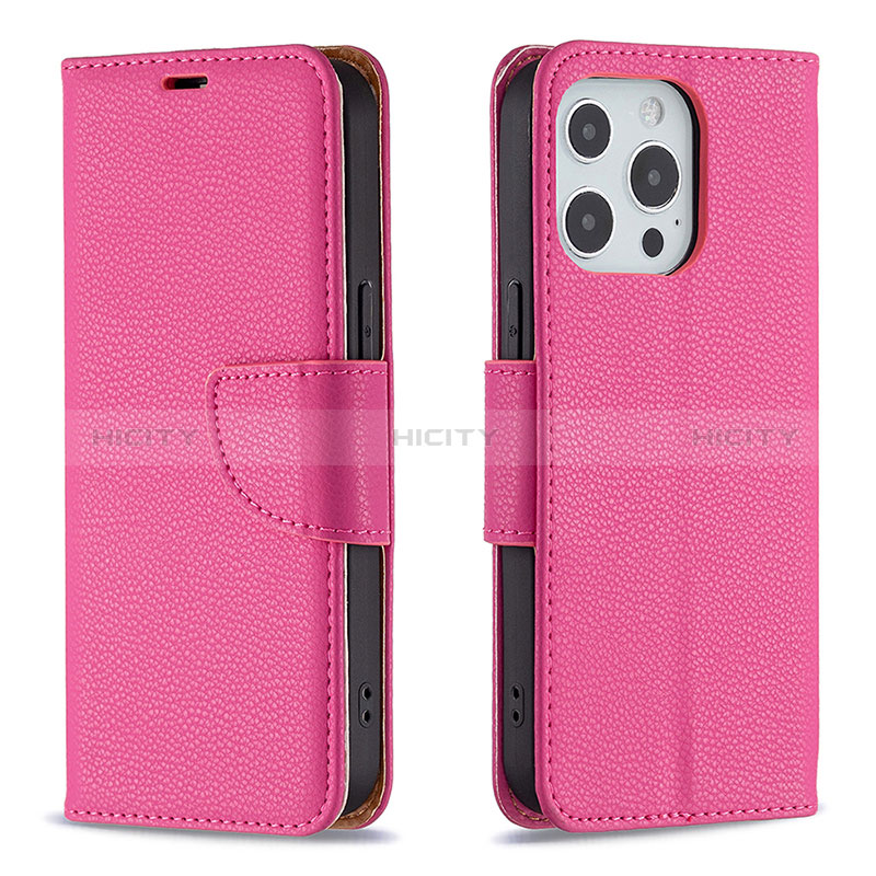 Handytasche Stand Schutzhülle Flip Leder Hülle für Apple iPhone 14 Pro Max Pink Plus