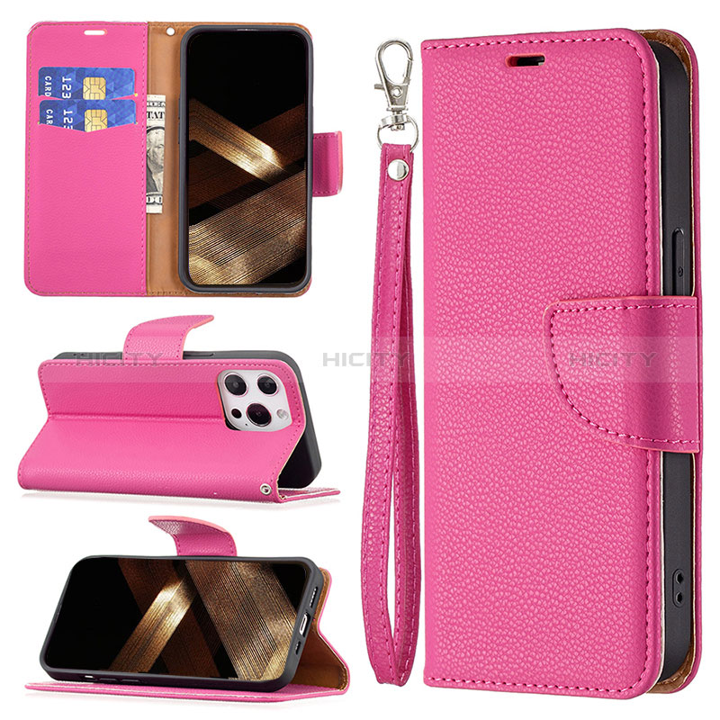 Handytasche Stand Schutzhülle Flip Leder Hülle für Apple iPhone 14 Pro Max Pink groß