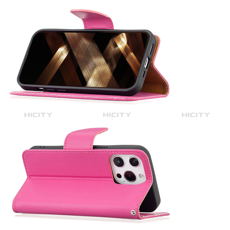 Handytasche Stand Schutzhülle Flip Leder Hülle für Apple iPhone 14 Pro Max Pink groß