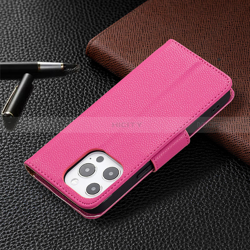 Handytasche Stand Schutzhülle Flip Leder Hülle für Apple iPhone 14 Pro Max Pink groß