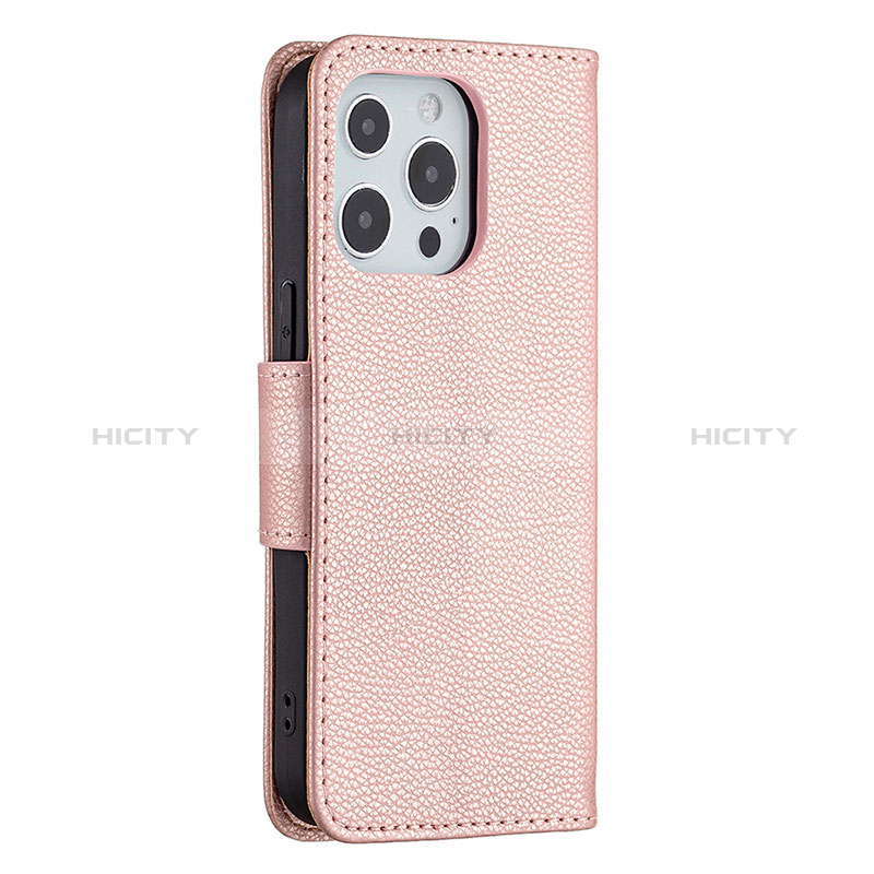 Handytasche Stand Schutzhülle Flip Leder Hülle für Apple iPhone 14 Pro Max Rosegold