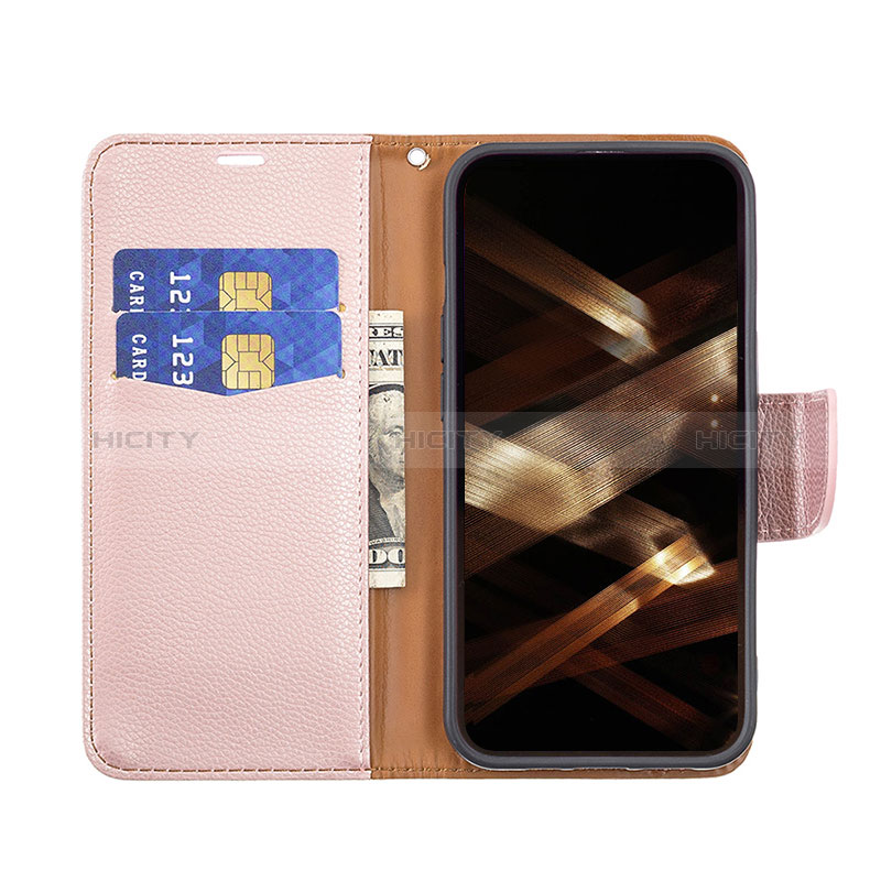 Handytasche Stand Schutzhülle Flip Leder Hülle für Apple iPhone 14 Pro Max Rosegold