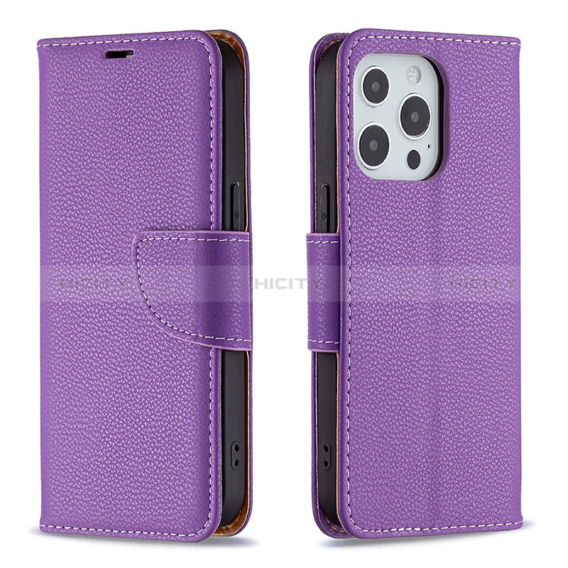 Handytasche Stand Schutzhülle Flip Leder Hülle für Apple iPhone 14 Pro Max Violett Plus