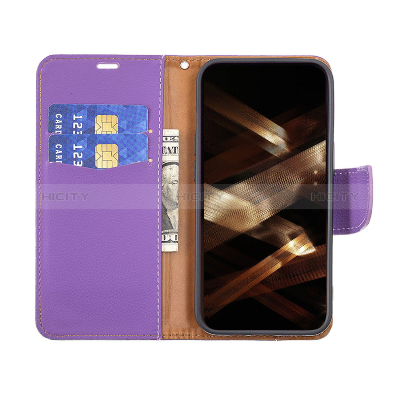 Handytasche Stand Schutzhülle Flip Leder Hülle für Apple iPhone 14 Pro Max Violett groß