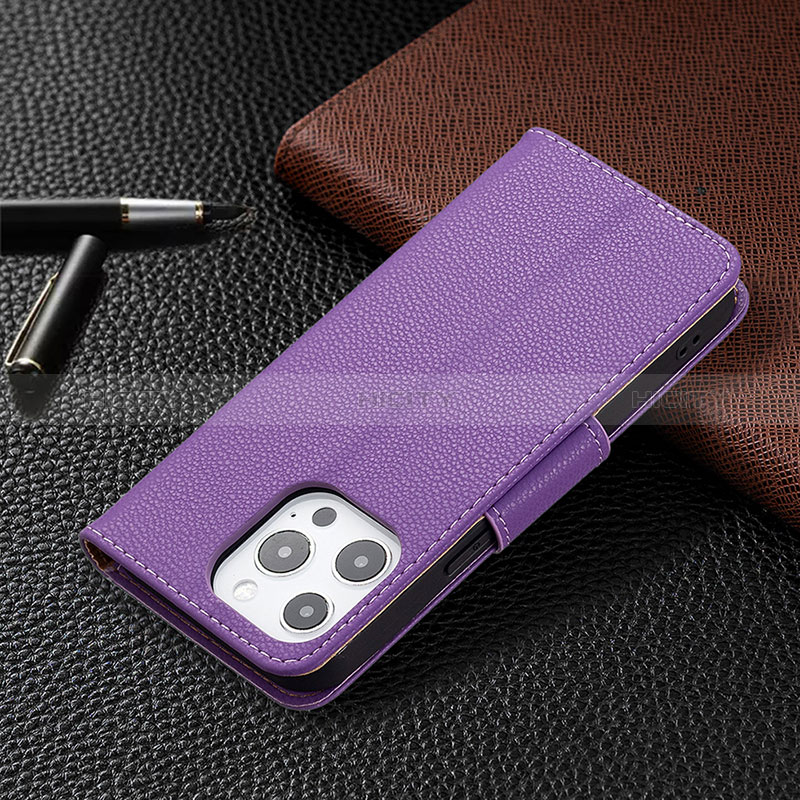 Handytasche Stand Schutzhülle Flip Leder Hülle für Apple iPhone 14 Pro Max Violett groß