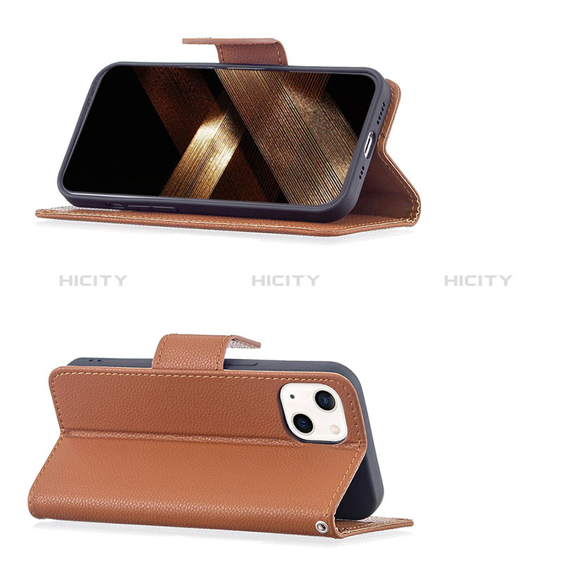 Handytasche Stand Schutzhülle Flip Leder Hülle für Apple iPhone 15 Braun groß