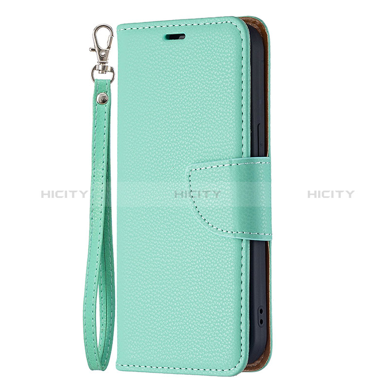 Handytasche Stand Schutzhülle Flip Leder Hülle für Apple iPhone 15 Cyan groß