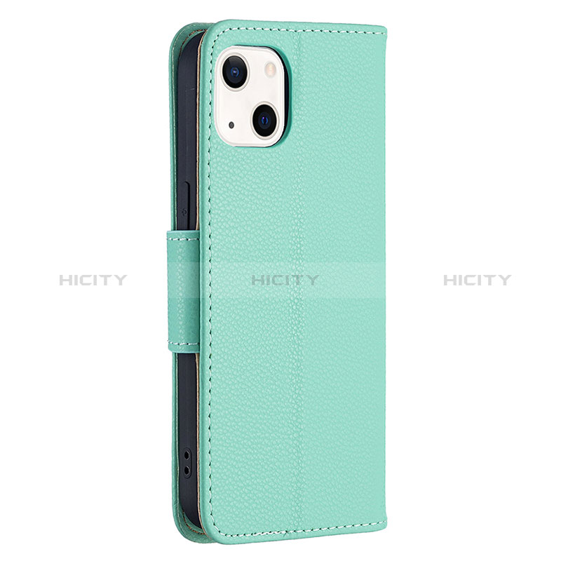 Handytasche Stand Schutzhülle Flip Leder Hülle für Apple iPhone 15 Cyan groß