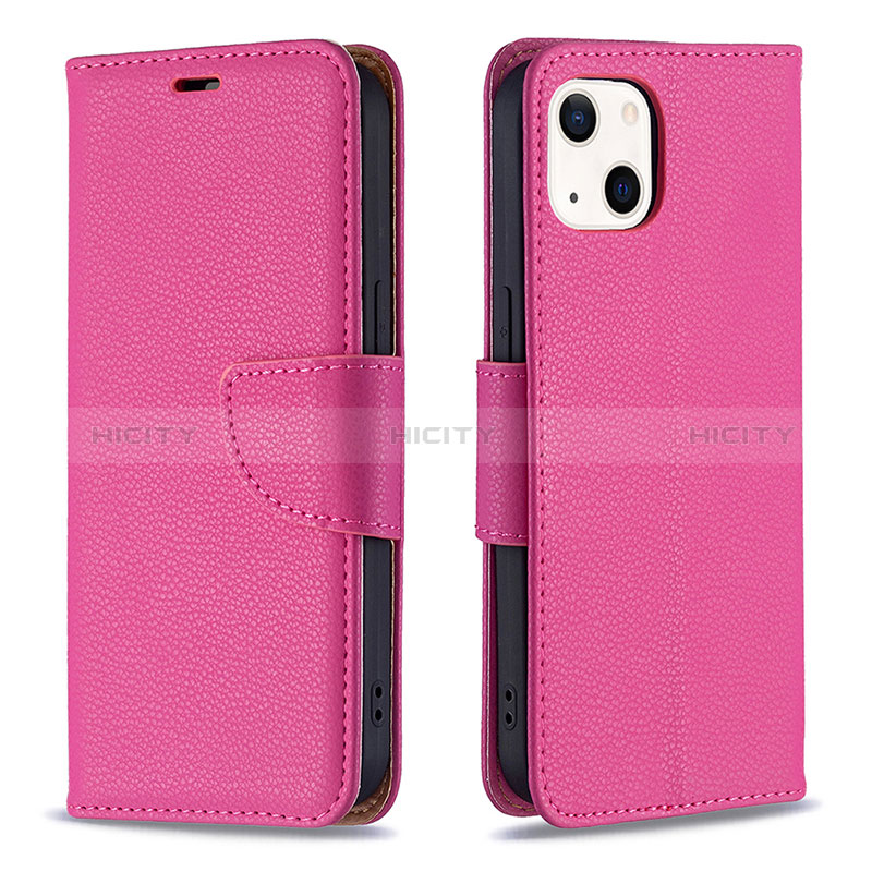 Handytasche Stand Schutzhülle Flip Leder Hülle für Apple iPhone 15 Pink Plus