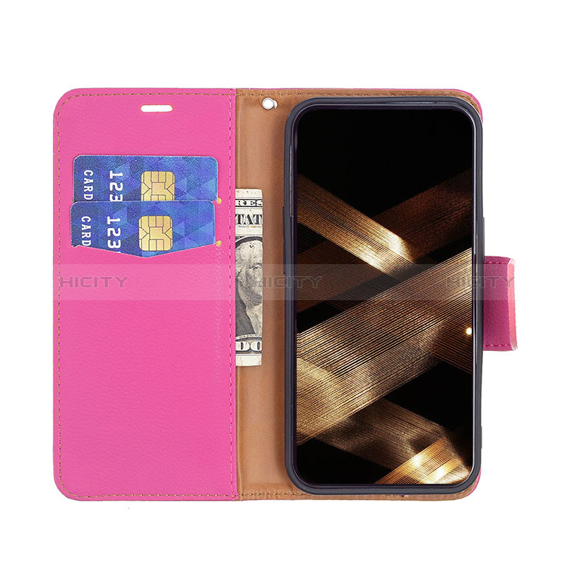 Handytasche Stand Schutzhülle Flip Leder Hülle für Apple iPhone 15 Pink groß