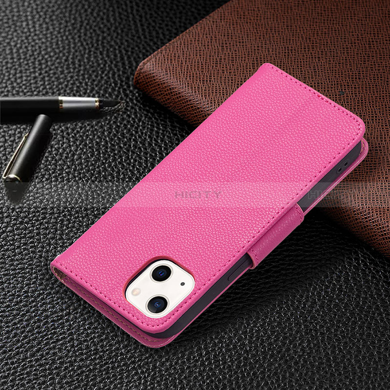 Handytasche Stand Schutzhülle Flip Leder Hülle für Apple iPhone 15 Pink groß