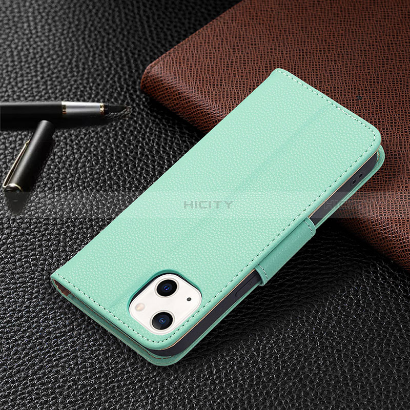 Handytasche Stand Schutzhülle Flip Leder Hülle für Apple iPhone 15 Plus Cyan