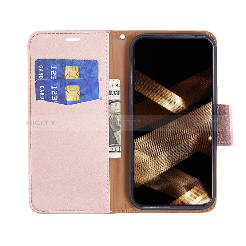 Handytasche Stand Schutzhülle Flip Leder Hülle für Apple iPhone 15 Plus Rosegold