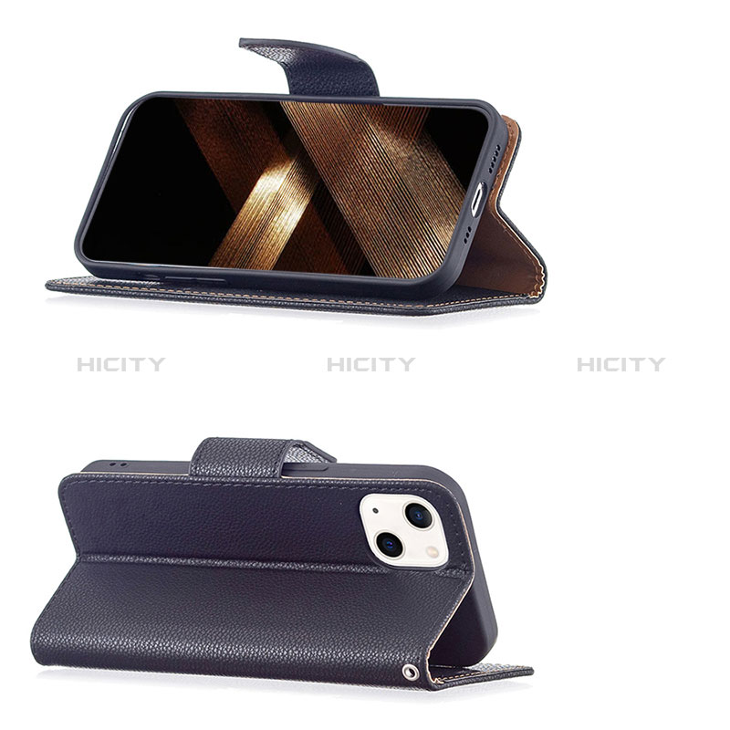 Handytasche Stand Schutzhülle Flip Leder Hülle für Apple iPhone 15 Plus Schwarz