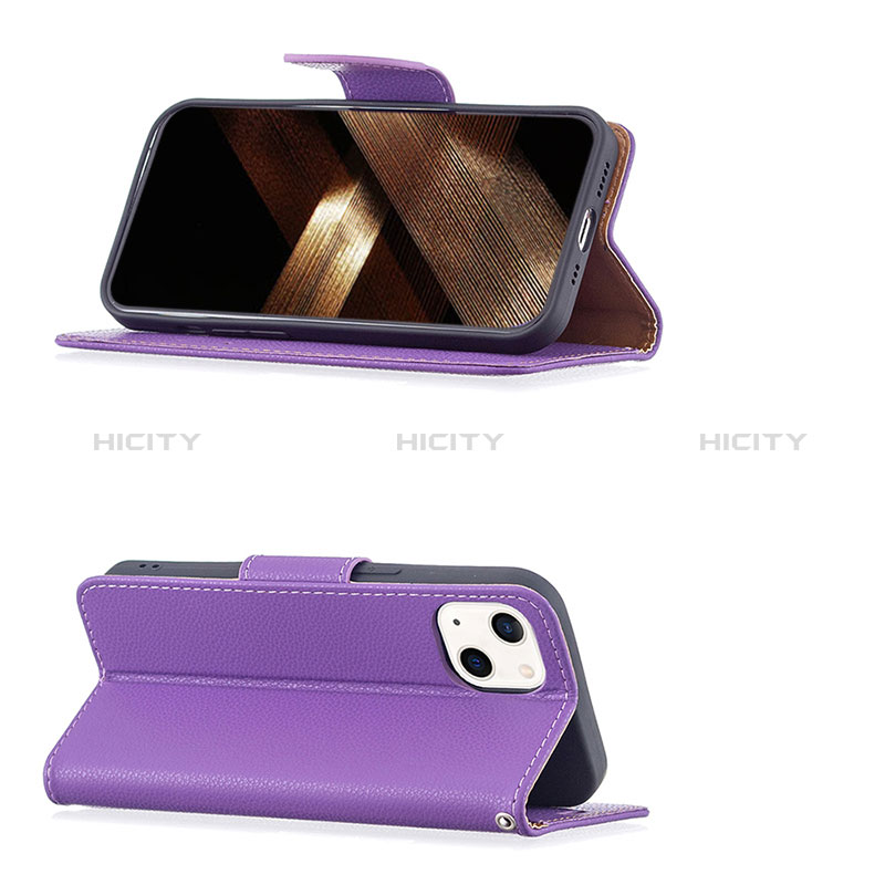 Handytasche Stand Schutzhülle Flip Leder Hülle für Apple iPhone 15 Plus Violett