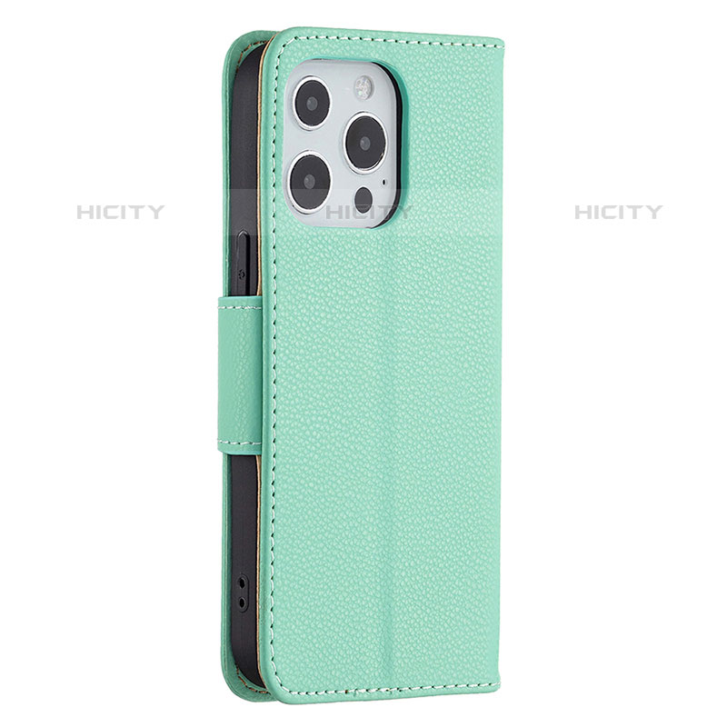 Handytasche Stand Schutzhülle Flip Leder Hülle für Apple iPhone 15 Pro Cyan